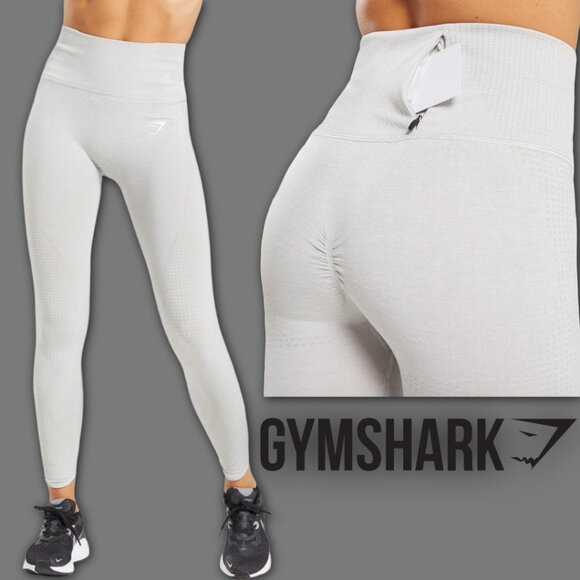 Gymshark Vital Rise High-Waisted Seamless Scrunch Bum Contour Leggings Grey Marl - Picture 1 of 8